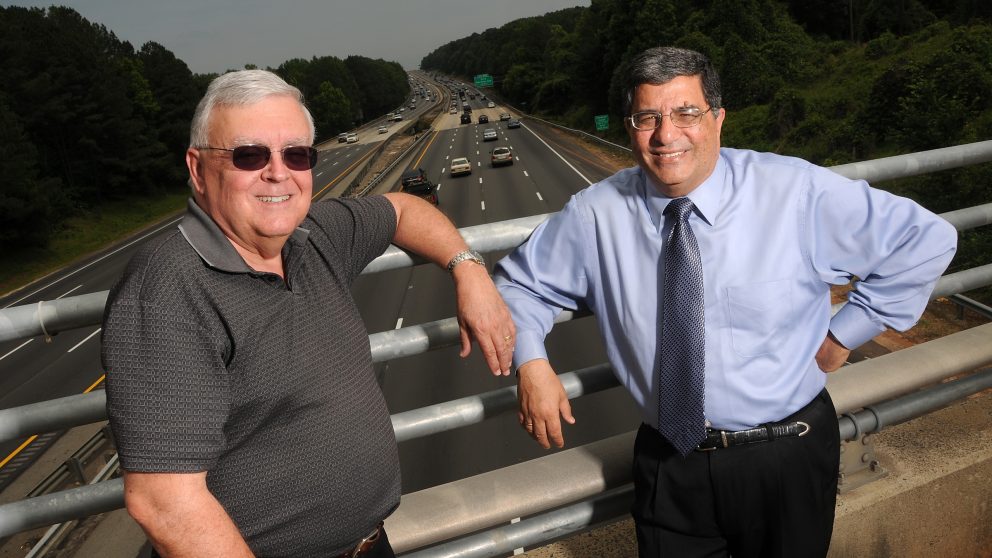 Ron Hughes and Nagui Rouphail with I40 traffic.